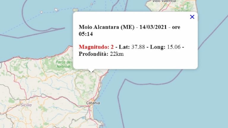 Terremoto in Sicilia oggi, 14 marzo 2021: scossa M 2.0 in provincia Messina | Dati INGV