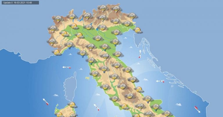 PREVISIONI METEO domani 17 Marzo 2021: Qualche nota d’instabilità in più sull’ITALIA, temperature in calo