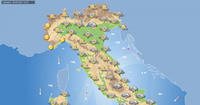 PREVISIONI METEO domani 20 Marzo 2021: Tempo instabile in ITALIA specie al centro-sud