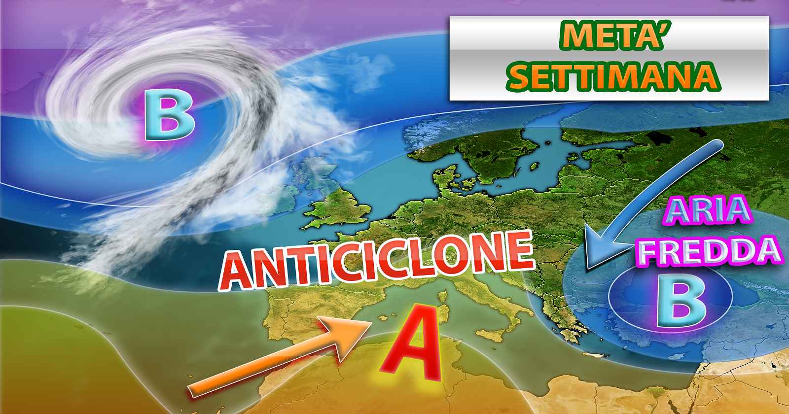 Tempio in miglioramento grazie all'alta pressione verso l'Europa e il Mediterraneo