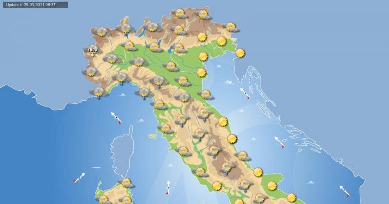 PREVISIONI METEO domani 26 Marzo 2021: locali ACQUAZZONI in arrivo in ITALIA su queste regioni