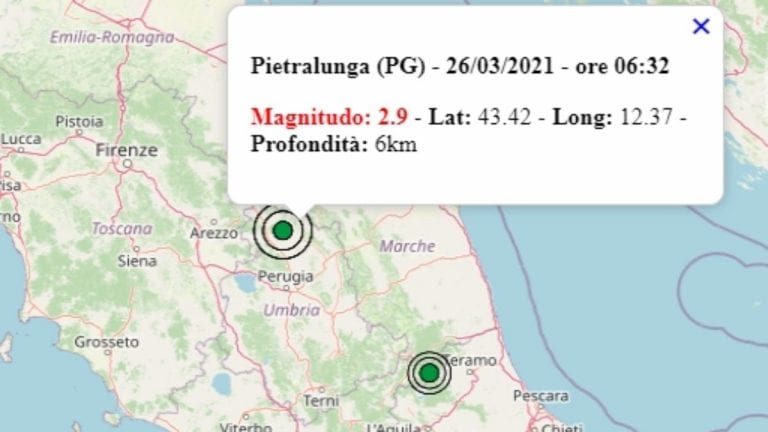 Terremoto in Umbria oggi, venerdì 26 marzo 2021: scossa M 2.9 in provincia di Perugia | Dati ufficiali INGV Terremoto in Umbria oggi, venerdì 26 marzo 2021: scossa M 2.9 in provincia di Perugia | Dati ufficiali INGV