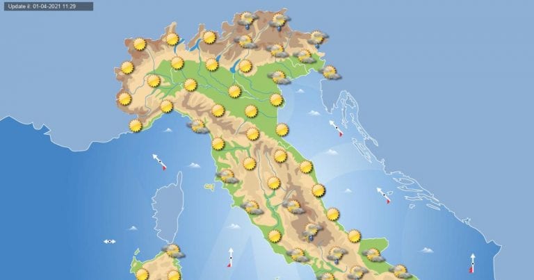 PREVISIONI METEO domani 2 aprile 2021: locali disturbi su queste regioni d’ITALIA, per il resto tutto SOLE