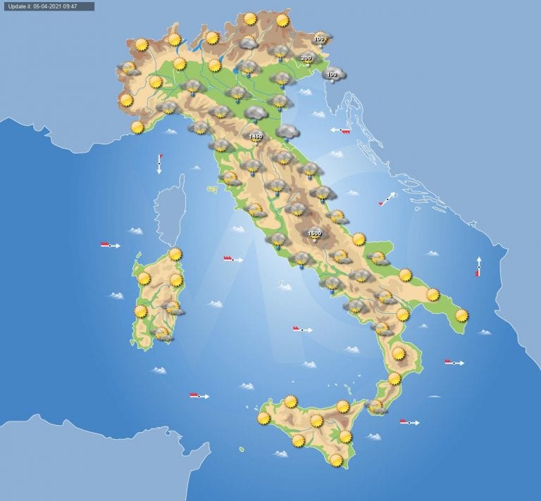 PREVISIONI METEO domani 6 aprile 2021: fronte FREDDO in transito e NEVE in arrivo in PIANURA al NORD