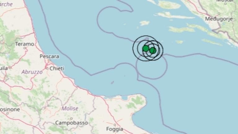 Terremoto in Puglia oggi, mercoledì 7 aprile 2021, scossa M 3.1 nel Mar Adriatico Centrale | Dati INGV