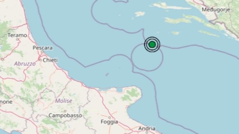 Terremoto in Puglia oggi, giovedì 8 aprile 2021: scossa di M 3.1 sul mar Adriatico | Dati Ingv