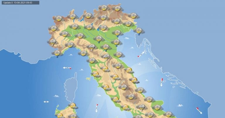 PREVISIONI METEO domani 14 aprile 2021: locale instabilità in ITALIA, temperature sotto la media di APRILE