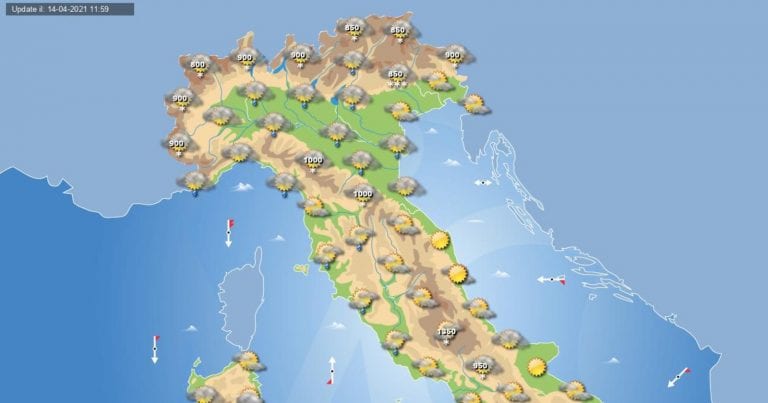 PREVISIONI METEO domani 15 aprile 2021: instabilità sparsa sull’ITALIA con piogge e nevicate PREVISIONI METEO domani 15 aprile 2021: instabilità sparsa sull’ITALIA con piogge e nevicate