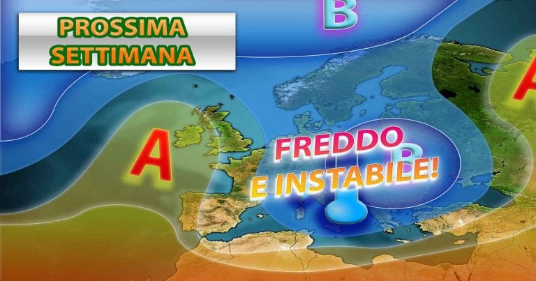 METEO – Tendenza a lungo termine con INSTABILITA’ fino a metà prossima SETTIMANA. Possibile rimonta dell’ALTA PRESSIONE nel seguito