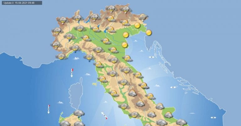 PREVISIONI METEO domani 16 aprile 2021: Maltempo al sud ITALIA e qualche disturbo al nord-ovest