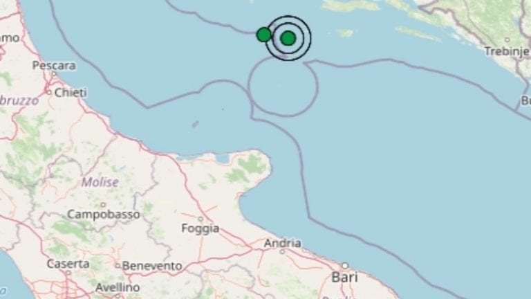 Terremoto in Puglia oggi, 16 aprile 2021, scossa M 2.7 sul mar Adriatico | Dati Ingv