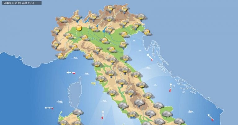 PREVISIONI METEO domani 22 aprile 2021: giornata di maltempo al centro-sud ITALIA