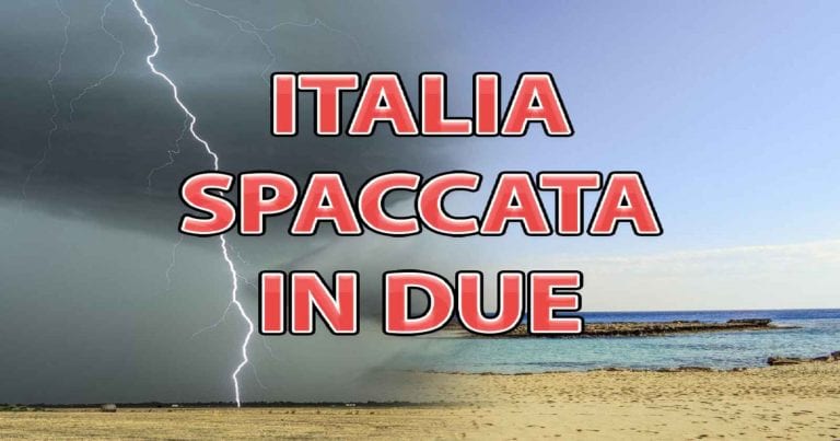 METEO – ITALIA divisa in due: MALTEMPO e rischio NUBIFRAGI al nord, CALDO all’estremo sud; ecco i dettagli