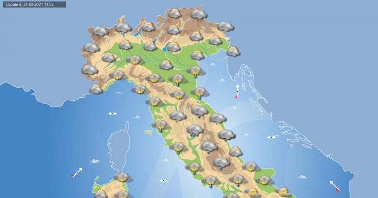 PREVISIONI METEO domani 28 aprile 2021: maltempo al centro ITALIA con piogge a tratti intense