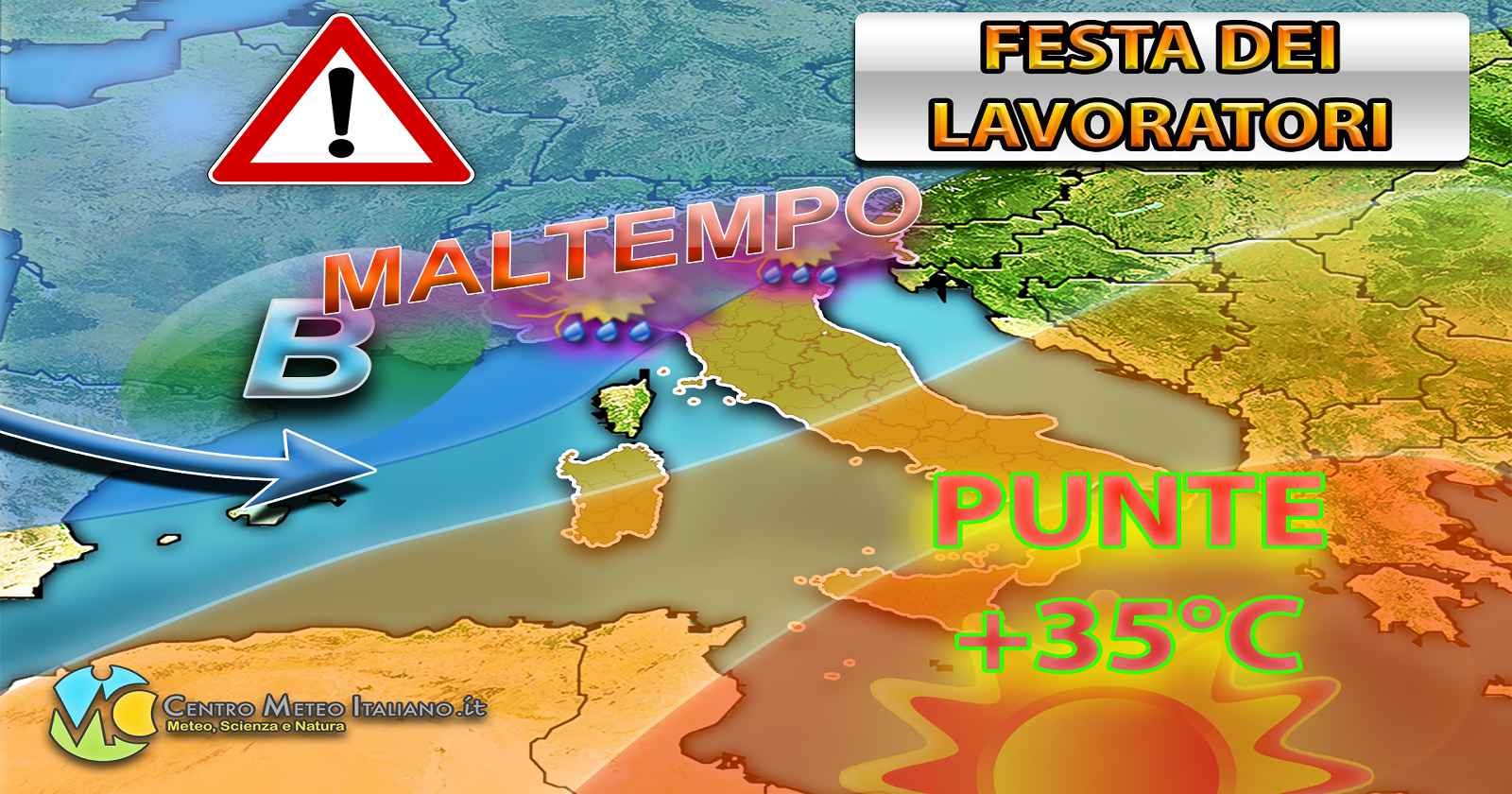 Il weekend della Festa dei Lavoratori sarà caratterizzato da caldo al sud e maltempo al nord