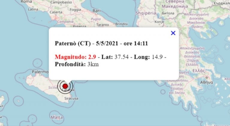 Terremoto oggi Sicilia, 5 maggio 2021: scossa M 2.9 in provincia di Catania | Dati INGV Terremoto oggi Sicilia, 5 maggio 2021: scossa M 2.9 in provincia di Catania | Dati INGV