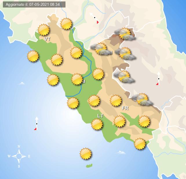 Tanto sole previsto per domenica sul Lazio - grafica Centro Meteo Italiano