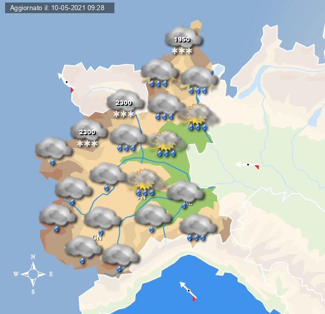 Tante piogge e nevicate ad alta quota sul Piemonte - grafica Centro Meteo italiano