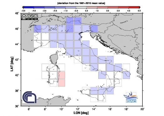 Grafica anomalie temperature Aprile 2021 CNR