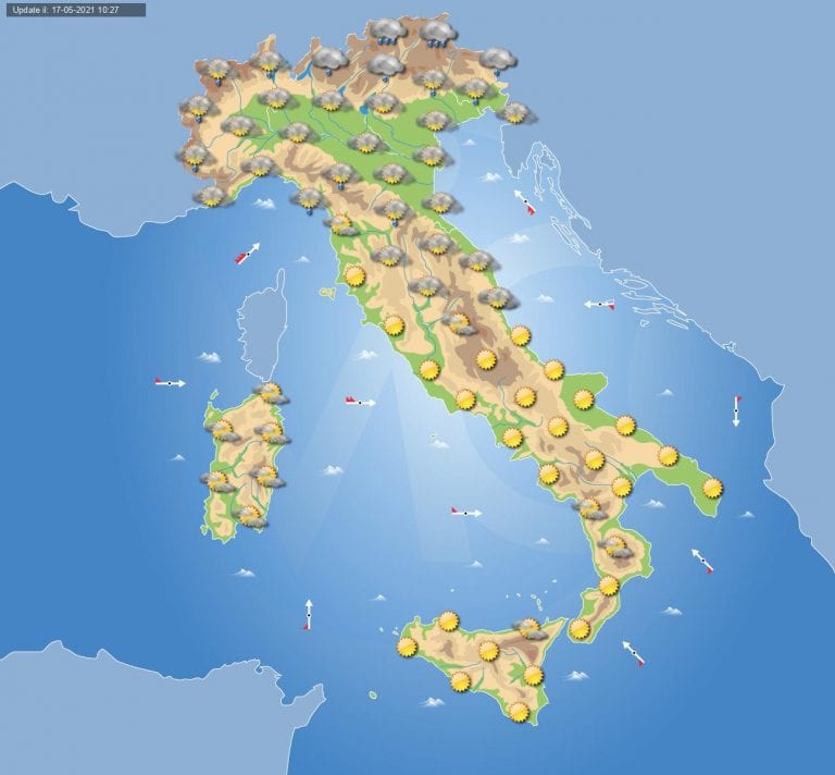 PREVISIONI METEO domani 18 maggio 2021: tempo instabile su alcune regioni in ITALIA con piogge e temporali