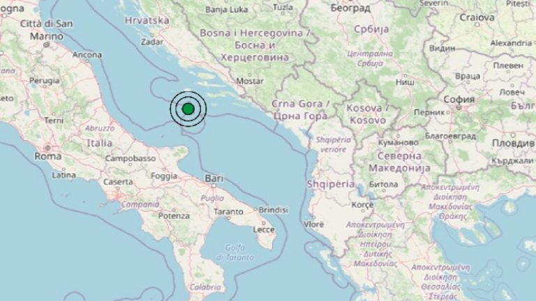 Terremoto in Puglia oggi, martedì 18 maggio 2021: scossa M 2.8 sul Mar Adriatico Centrale – Dati INGV Terremoto in Puglia oggi, martedì 18 maggio 2021: scossa M 2.8 sul Mar Adriatico Centrale – Dati INGV