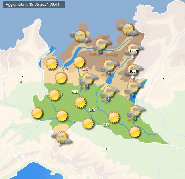 Temporali attese specialmente sui settori orientali della Lombardia - grafica Centro Meteo Italiano