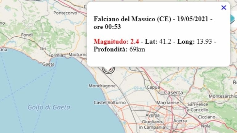 Terremoto oggi, 19 maggio 2021, scossa avvertita in Campania: M 2.4 in provincia di Caserta | Dati Ingv