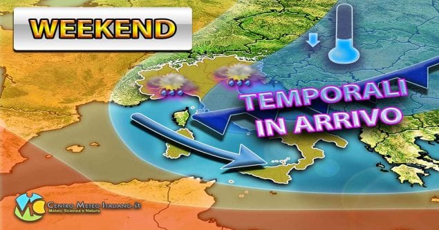 METEO - ATTACCO di MALTEMPO e CALO TERMICO in arrivo nel WEEKEND, ecco i dettagli