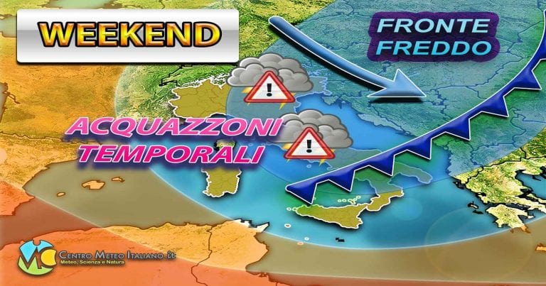 METEO – COLPO di SCENA nel WEEKEND: torna il MALTEMPO in tutta ITALIA e con CALO TERMICO, i dettagli