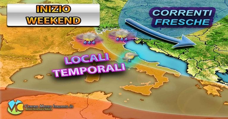 METEO ITALIA: possibili TEMPORALI nel weekend, temperature in calo con l’inizio di giugno