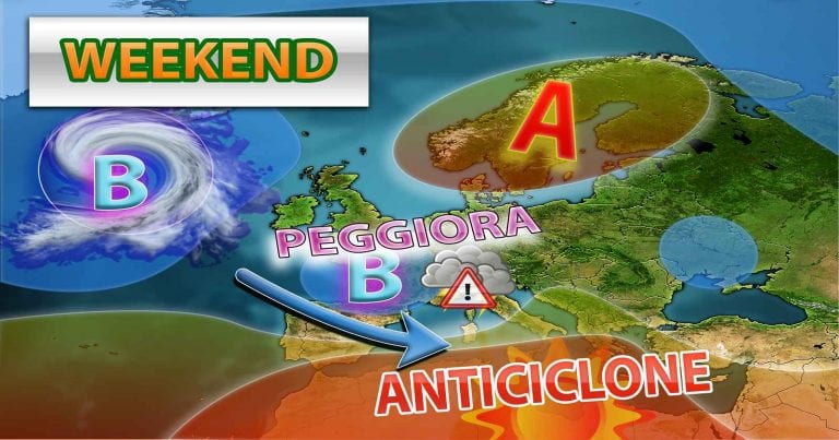 METEO – Forte MALTEMPO in arrivo nel WEEKEND, con PIOGGE, TEMPORALI e possibili GRANDINATE, i dettagli