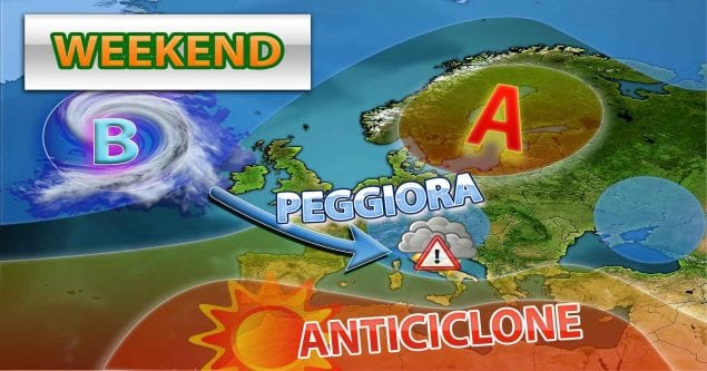 METEO - IRRUZIONE di MALTEMPO nel WEEKEND con possibili GRANDINATE e CROLLO TERMICO, i dettagli