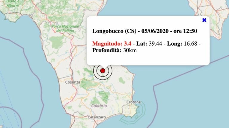 Terremoto in Calabria oggi, sabato 5 giugno 2021: scossa M 3.4 in provincia Cosenza | Dati INGV Terremoto in Calabria oggi, sabato 5 giugno 2021: scossa M 3.4 in provincia Cosenza | Dati INGV