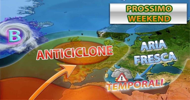 METEO WEEKEND – SCISSIONE dell’ITALIA in due zone, tra PIOGGE e TEMPORALI e BEL TEMPO, i dettagli