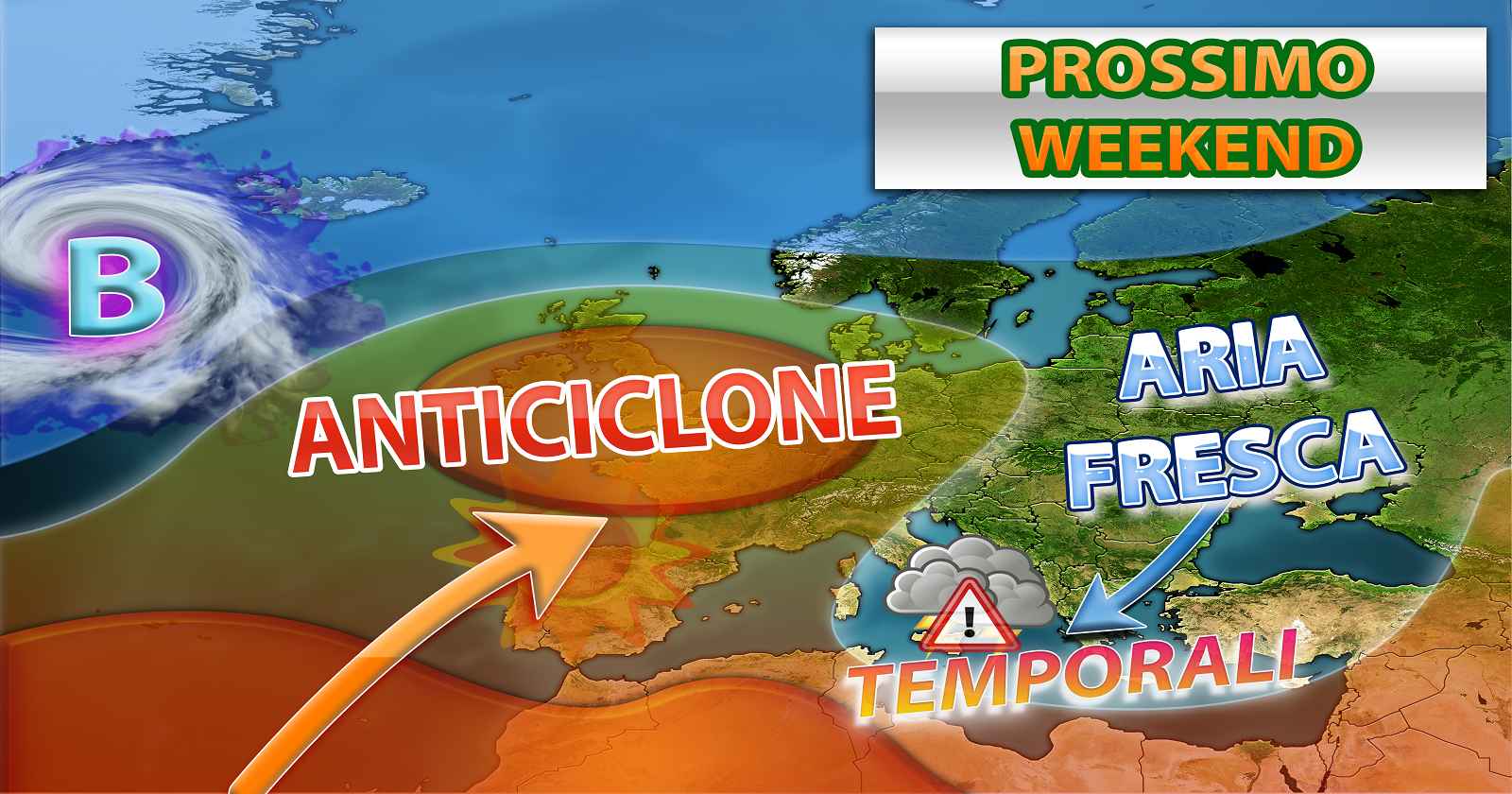 METEO WEEKEND - SCISSIONE dell'ITALIA in due zone, tra PIOGGE e TEMPORALI e BEL TEMPO, i dettagli