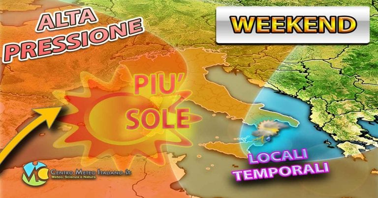 METEO WEEKEND – Una CIRCOLAZIONE DEPRESSIONARIA SPACCA l’ITALIA in due, i dettagli