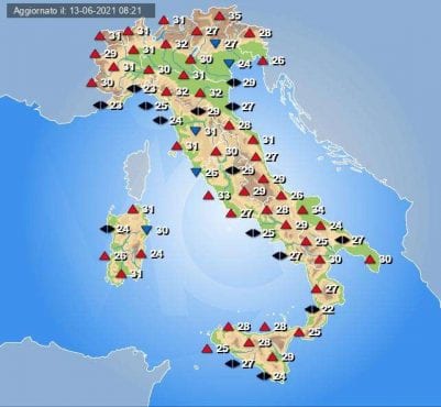 Grafica temperature massime Italia