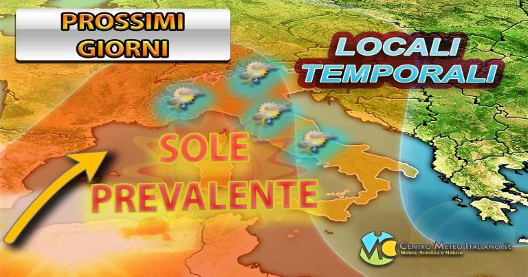 METEO – Arriva SOLE e TEMPERATURE ESTIVE ma nel pomeriggio ancora possibili dei TEMPORALI. Vediamo dove