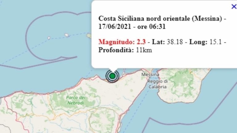 Terremoto in Sicilia oggi, 17 giugno 2021, scossa M 2.3 in provincia di Messina | Dati Ingv Terremoto in Sicilia oggi, 17 giugno 2021, scossa M 2.3 in provincia di Messina | Dati Ingv