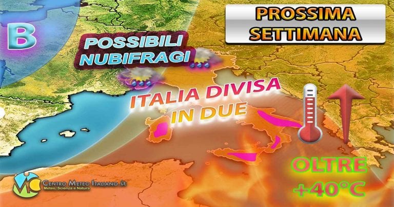 Meteo Italia – Forte maltempo al nord e molto caldo al centro-sud dal weekend e prossima settimana