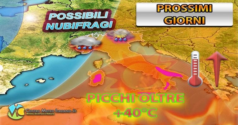 METEO ITALIA – CALDO senza sosta almeno fino al weekend, possibili anche temporali