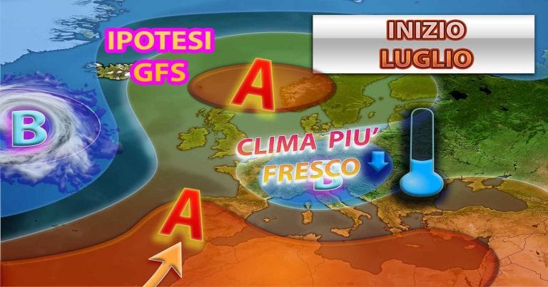 METEO – Possibile IRRUZIONE di MALTEMPO per i primi di LUGLIO con CROLLO TERMICO, i dettagli