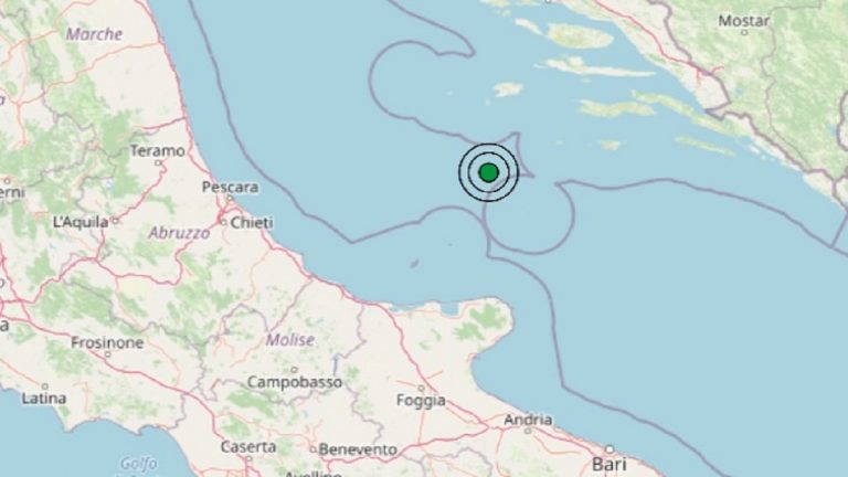 Terremoto in Puglia oggi, sabato 3 luglio 2021: scossa M 2.9 sul Mar Adriatico Centrale | Dati INGV