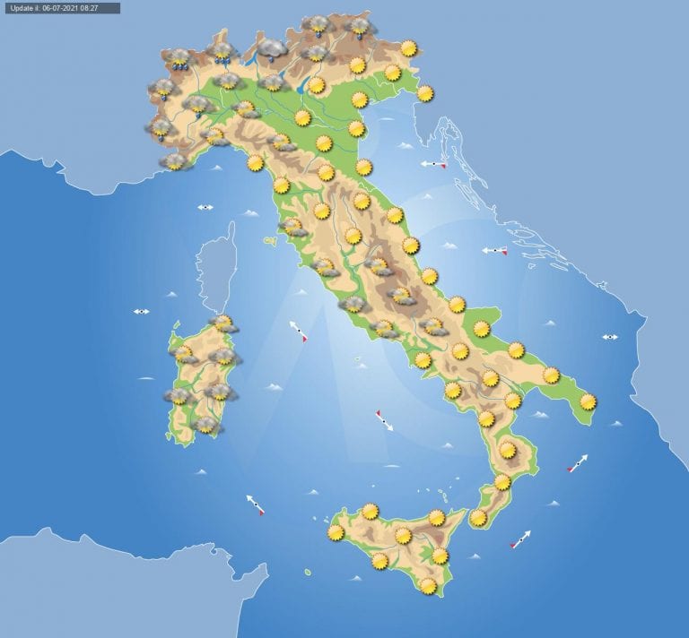 PREVISIONI METEO domani 7 luglio: tempo stabile grazie all’anticiclone in ITALIA ma attenzione a locali temporali