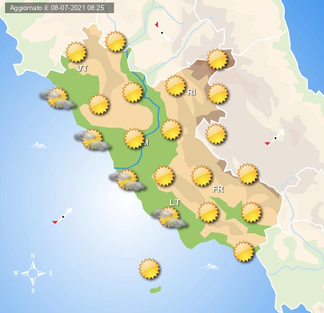 Qualche nube bassa sulle coste al mattino di domani, venerdì 9 luglio - Centro Meteo Italiano