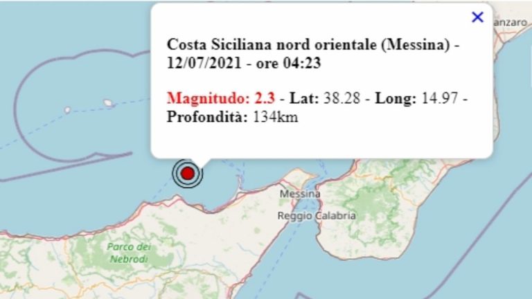 Terremoto in Sicilia oggi, 12 luglio 2021: scossa M 2.5 in provincia Messina – Dati INGV