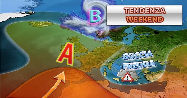 METEO – GOCCIA FREDDA in transito nel WEEKEND, forti TEMPORALI in arrivo, ecco i dettagli