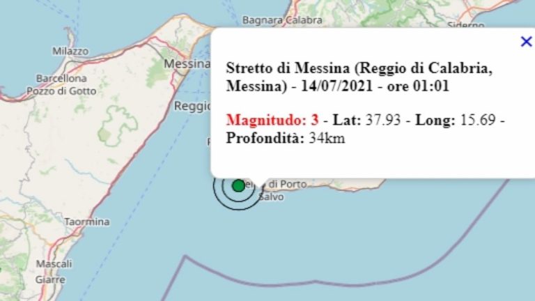 Terremoto in Calabria oggi, mercoledì 14 luglio 2021: scossa M 3.0 in provincia di Reggio Calabria – Dati Ingv