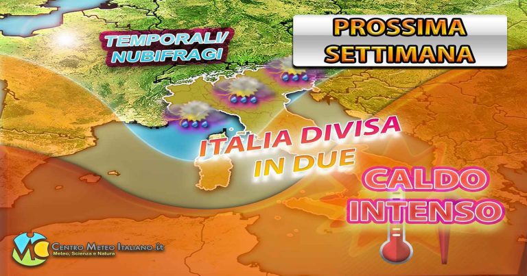 METEO – Prossima settimana tra CALDO AFRICANO e possibili NUBIFRAGI. La TENDENZA