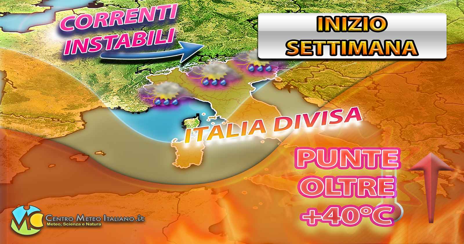 Grafica meteo Italia, fonte centro meteo Italiano